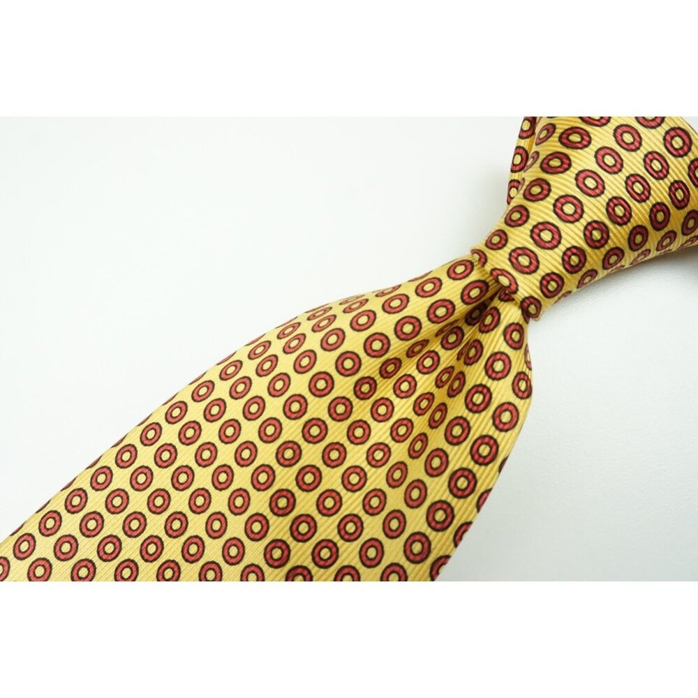 Cesare Attolini Lemon Cherry Circular 100% Silk Tie BRAND NEW